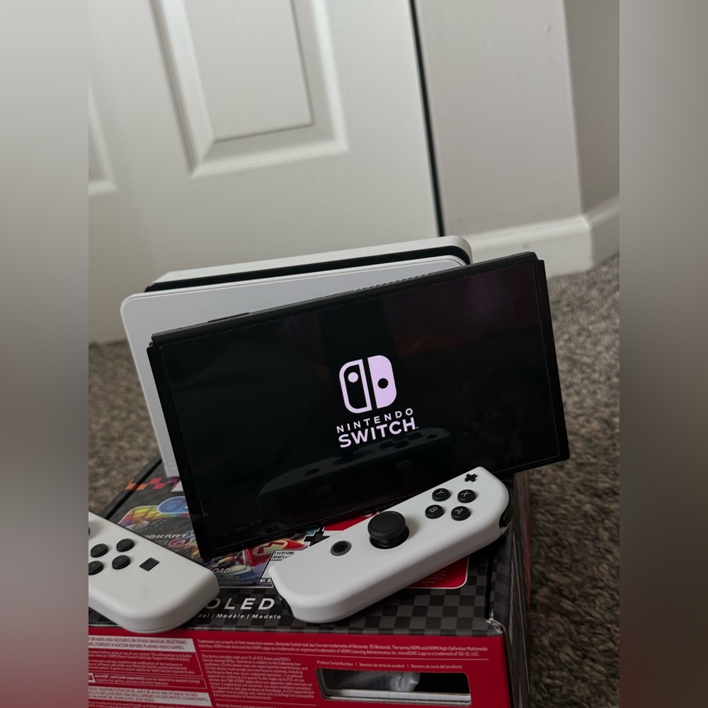 Nintendo Switch Console White and Black Two-Tone Design